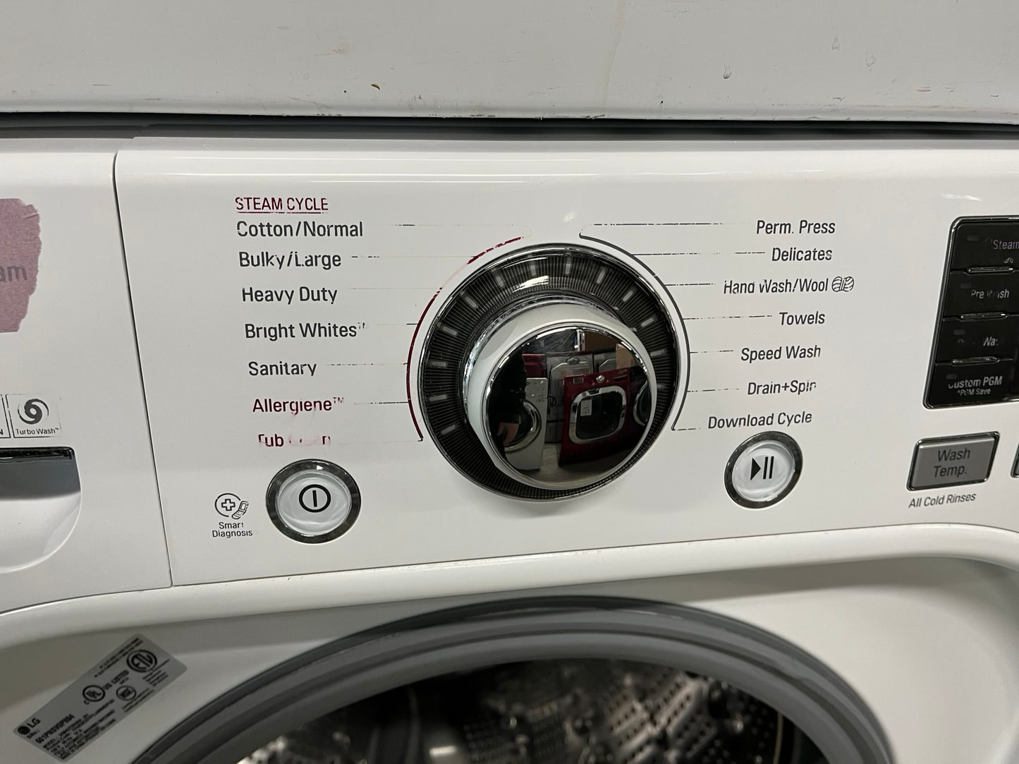 LG steam cycle washer 4.5 cu ft & dryer 7.5 cu ft set electric 220v front load stackable sensor dry He In white #WD854JB