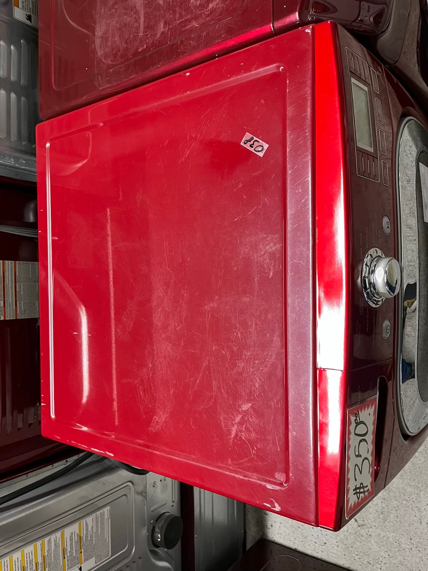 LG front load stackable electric 220v dryer in red steam dry in red 27" #ED405JB
