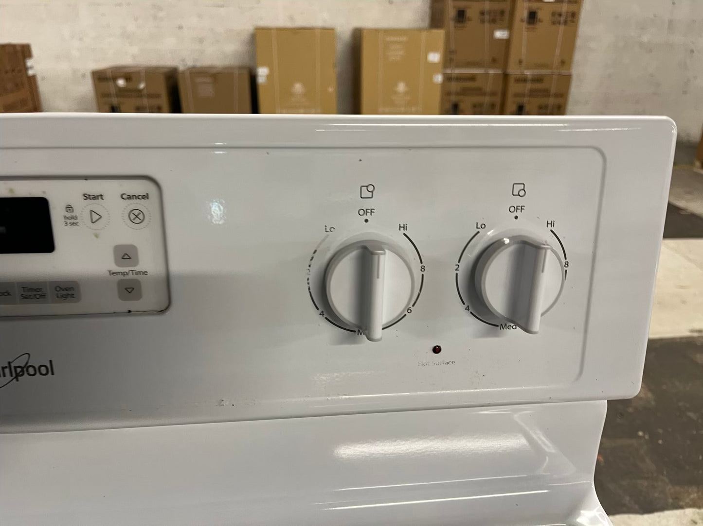 Whirlpool electric 220v range 4 burner bake broil steam clean in white Refurbished 30" #ER942EB