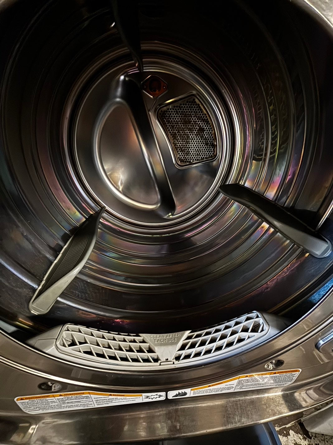 LG gas steam Dryer 29” mega capacity -gray front load w/pedestal extra storage stainless steel drum large capacity used- refurbished #GD339WB
