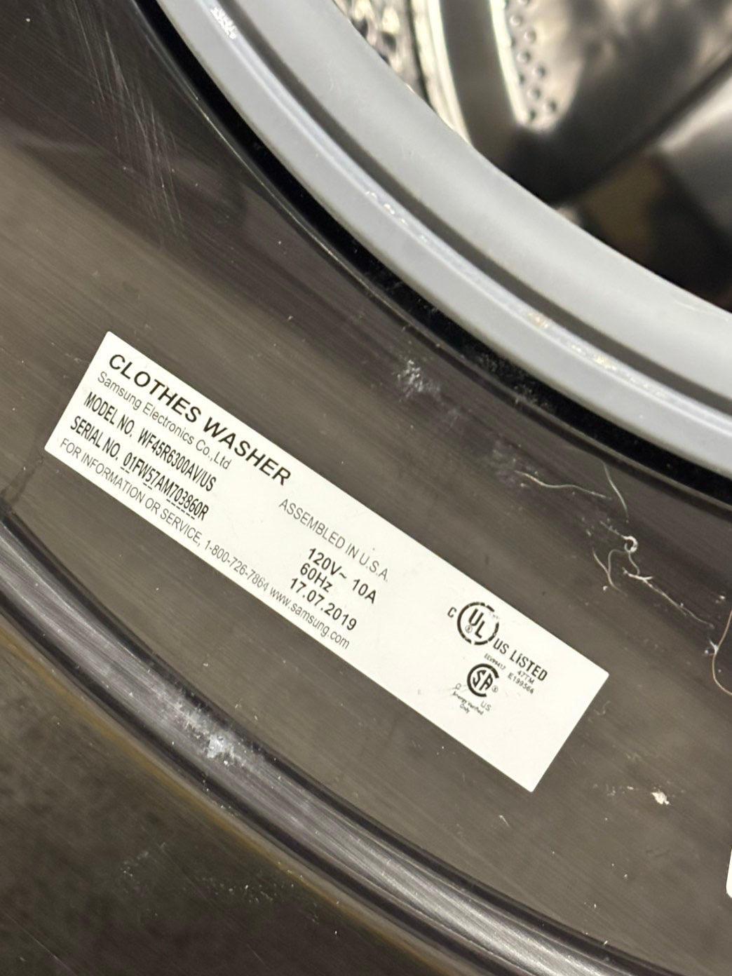 -Samsung dark-gray  27” 4.5cu.ft large capacity front load washing machine steam cycle stackable or side by side  #SS147IB