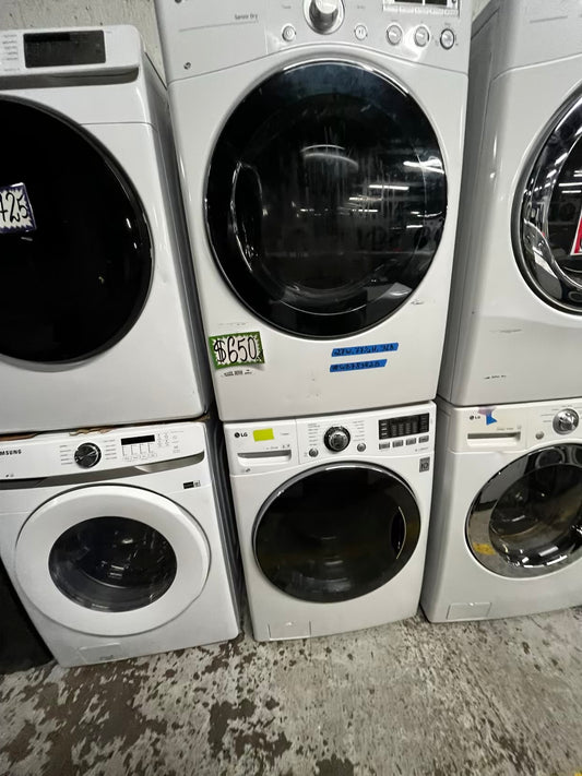 LG washer 4.5 cu ft & dryer 7.5 cu ft set electric 220v front load stackable or side by side - sensor dry He in white #WD78382B