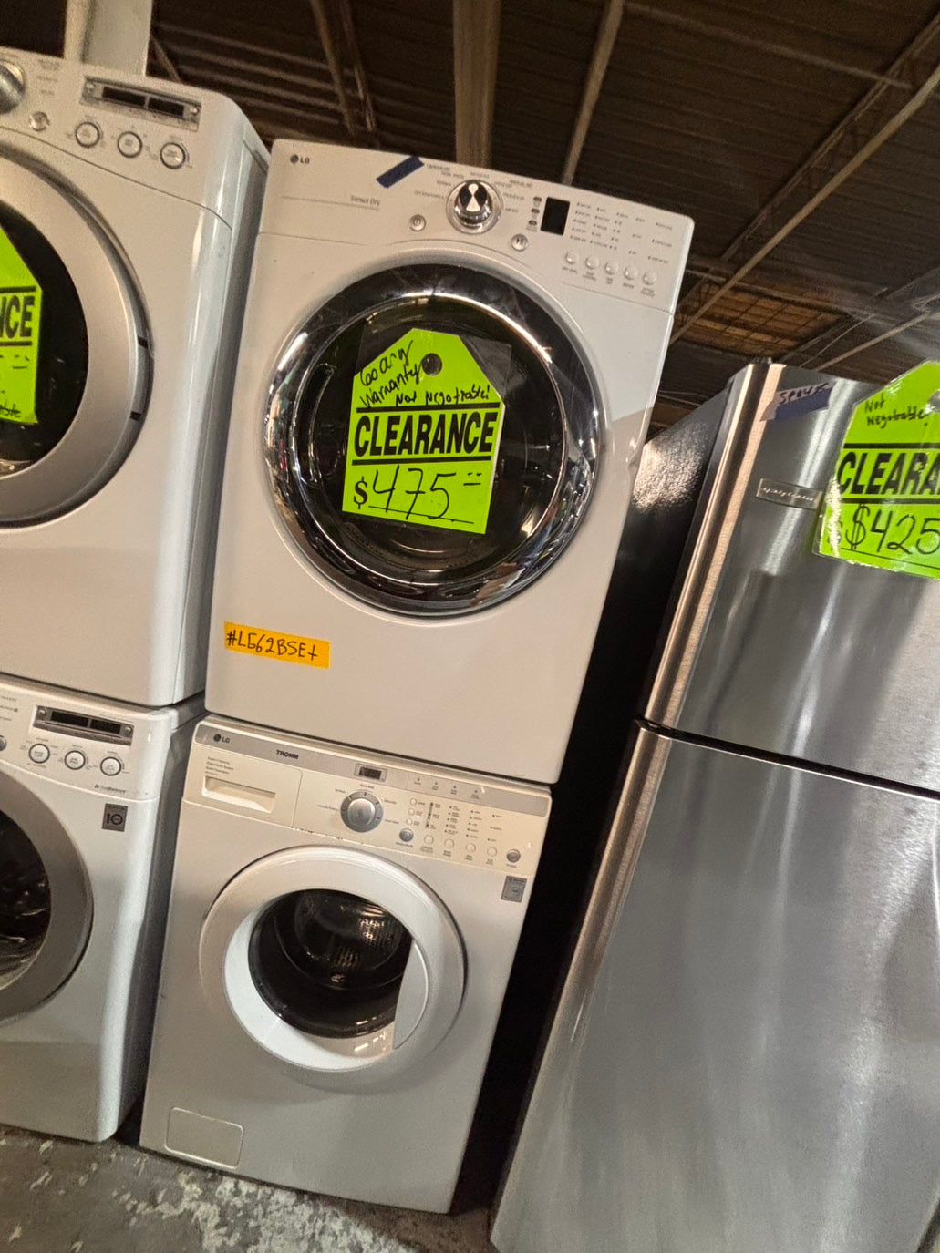 >* special🎉LG washer & dryer set electric 220v front load stackable or side by side - sensor dry in white #WEZ15SET