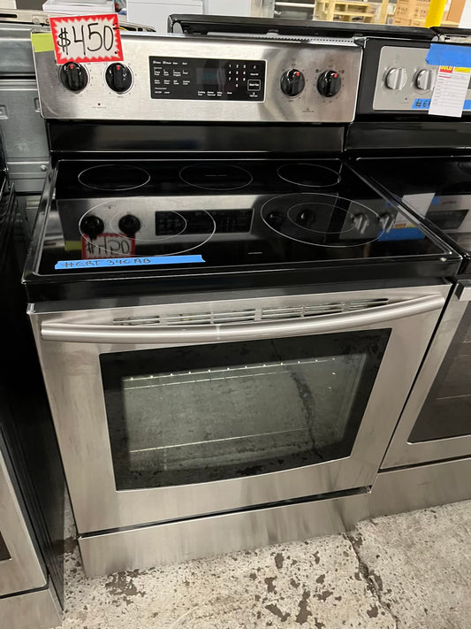 -Samsung glass top electric range 220v 5 burner warm zone convection bake broil roast  self clean Refurbished stainless steel 30" #ERT340AB