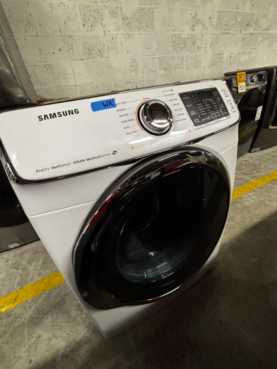 Samsung steam washer 4.5 cu ft & steam dryer 7.5 cu ft set electric 220v front load stackable or side by side sensor dry He in white #WD823JB