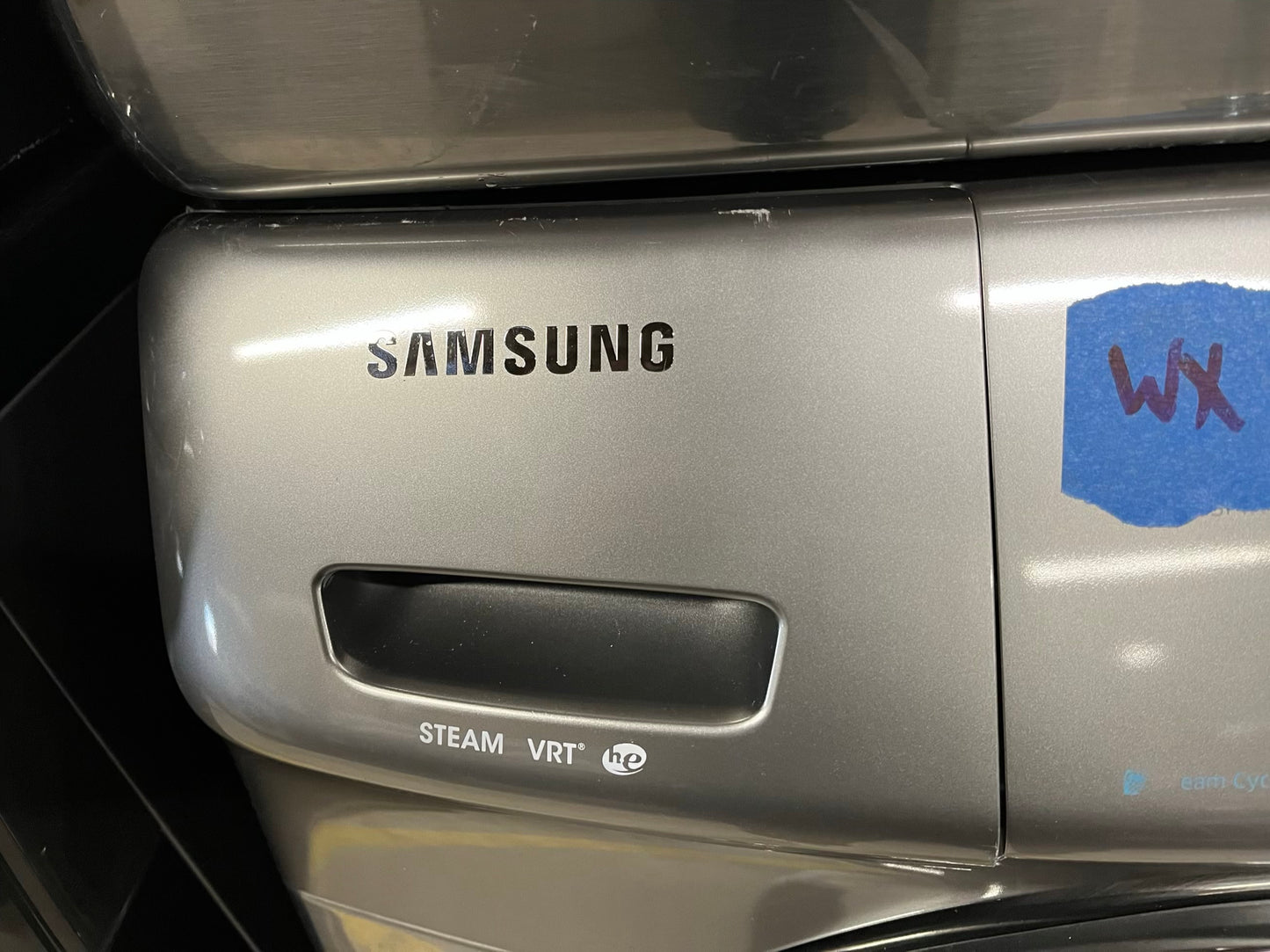 Samsung steam cycle washer 4.5 cu ft & dryer 7.5 cu ft set electric 220v front load stackable sensor dry He stainless steel #WD853UB