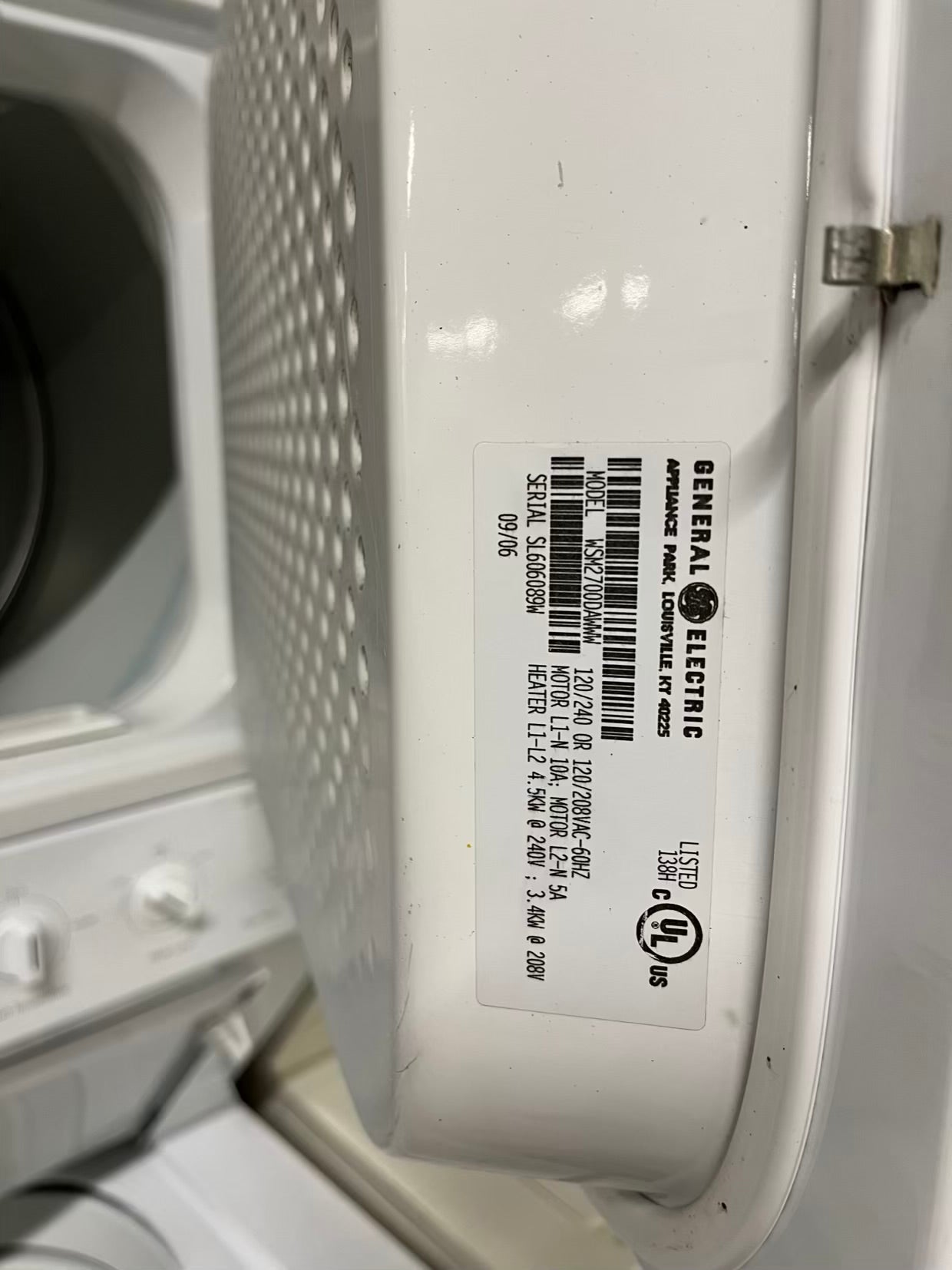 GE laundry center Electric 220v washer & dryer set 27" #LC597UB-TR