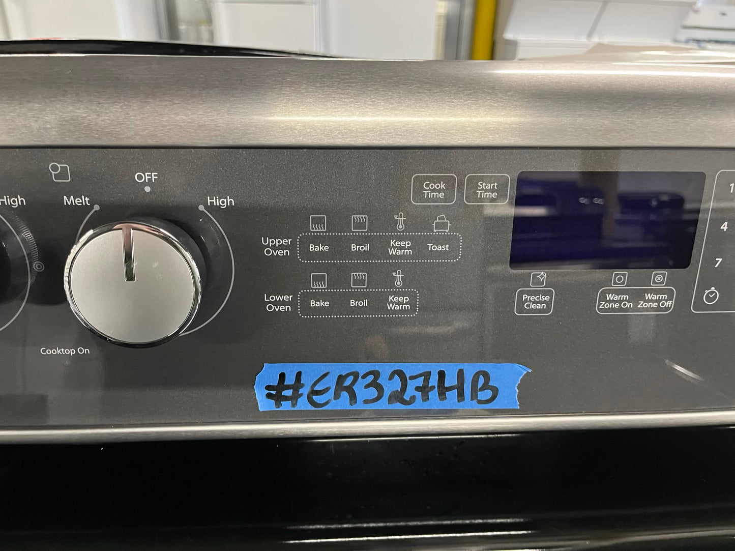 - Whirlpool glass top electric range 220v 5 burner warm zone bake broil steam clean Refurbished double oven stainless steel 30" #ER327HB