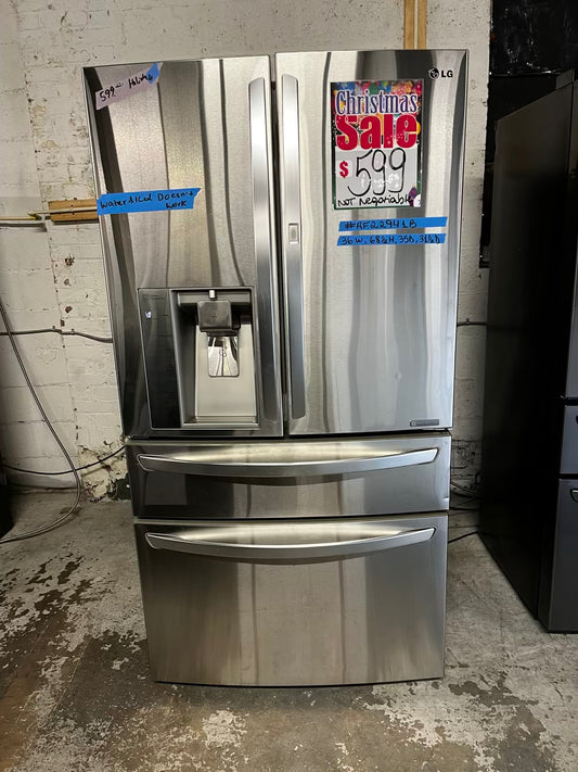 🎄Holiday Sale 🎁Used | Refurbished LG 36” French door refrigerator stainless steel *NO ice maker or water dispenser r- stock number #RF222941B