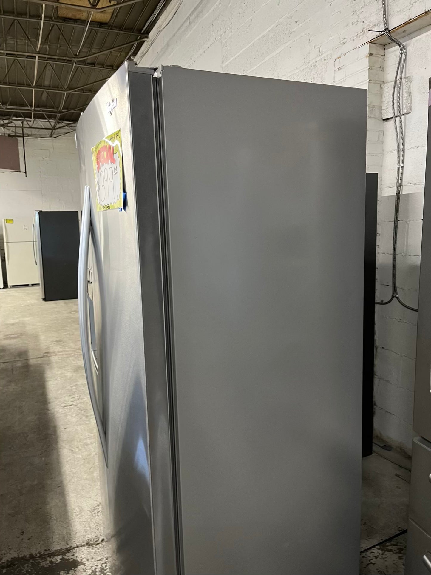 - Whirlpool Side x side Refrigerator stainless steel NO ice maker / NO water dispenser - item number #RF739AB 36” in Refurbished