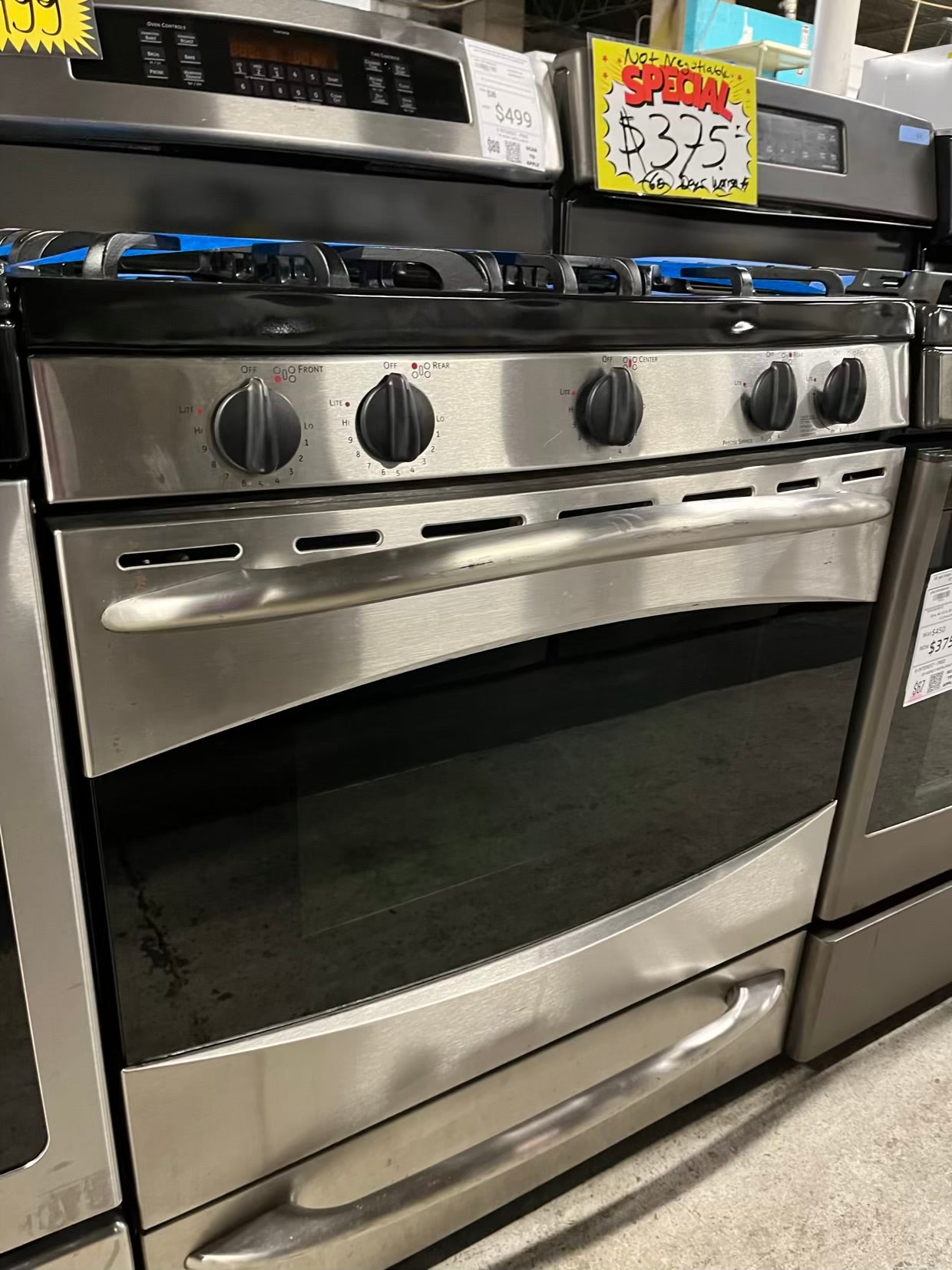 GE Profile gas range stainless steel 5 burner convection bake roast broil hi/lovely clean 30 in #GR392AB