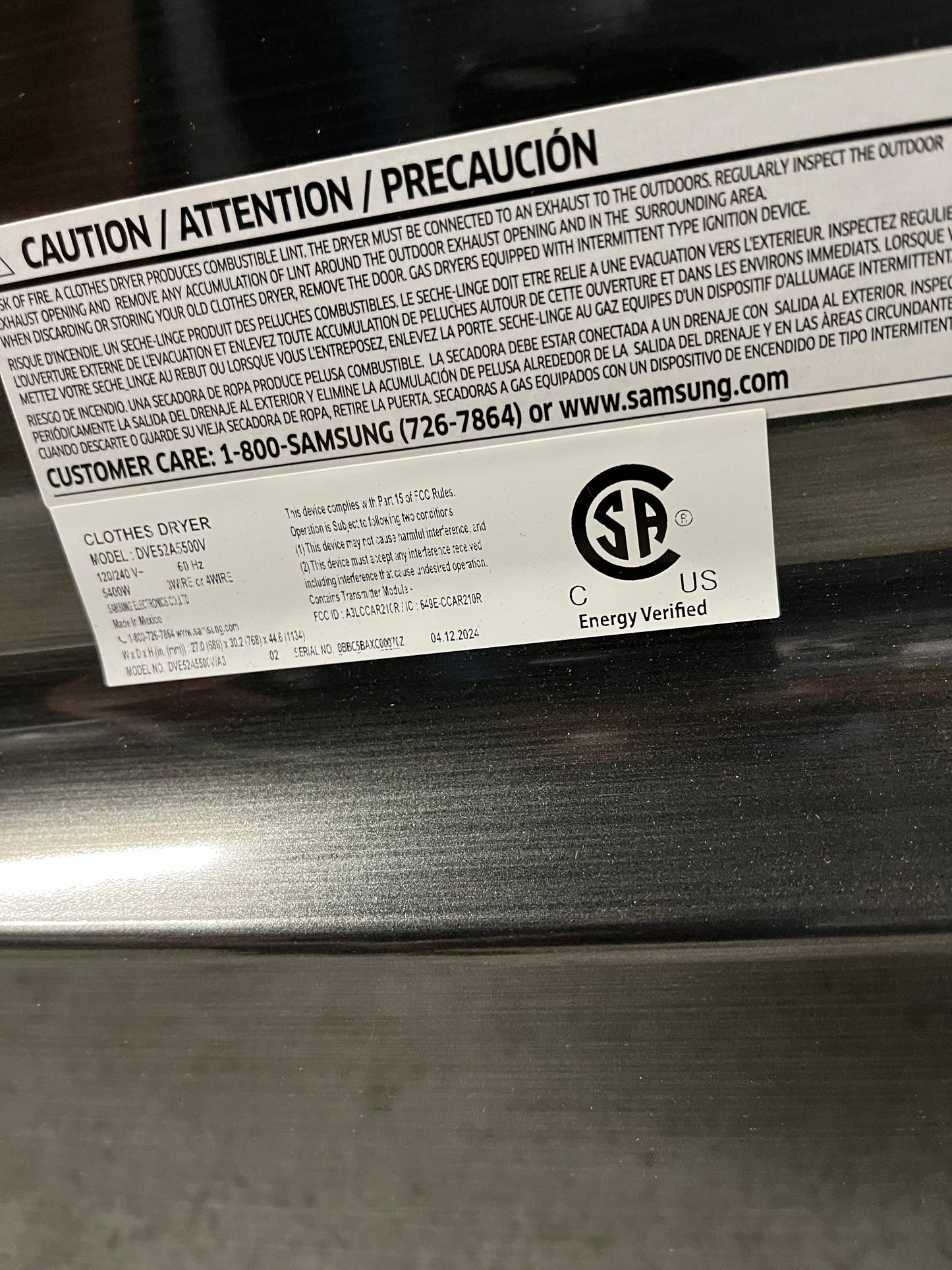 -Open Box - Scratch & Dent Samsung 7.4 cu. ft. Smart Electric Dryer with Steam Sanitize+ in Brushed Black #ED482VB-TR