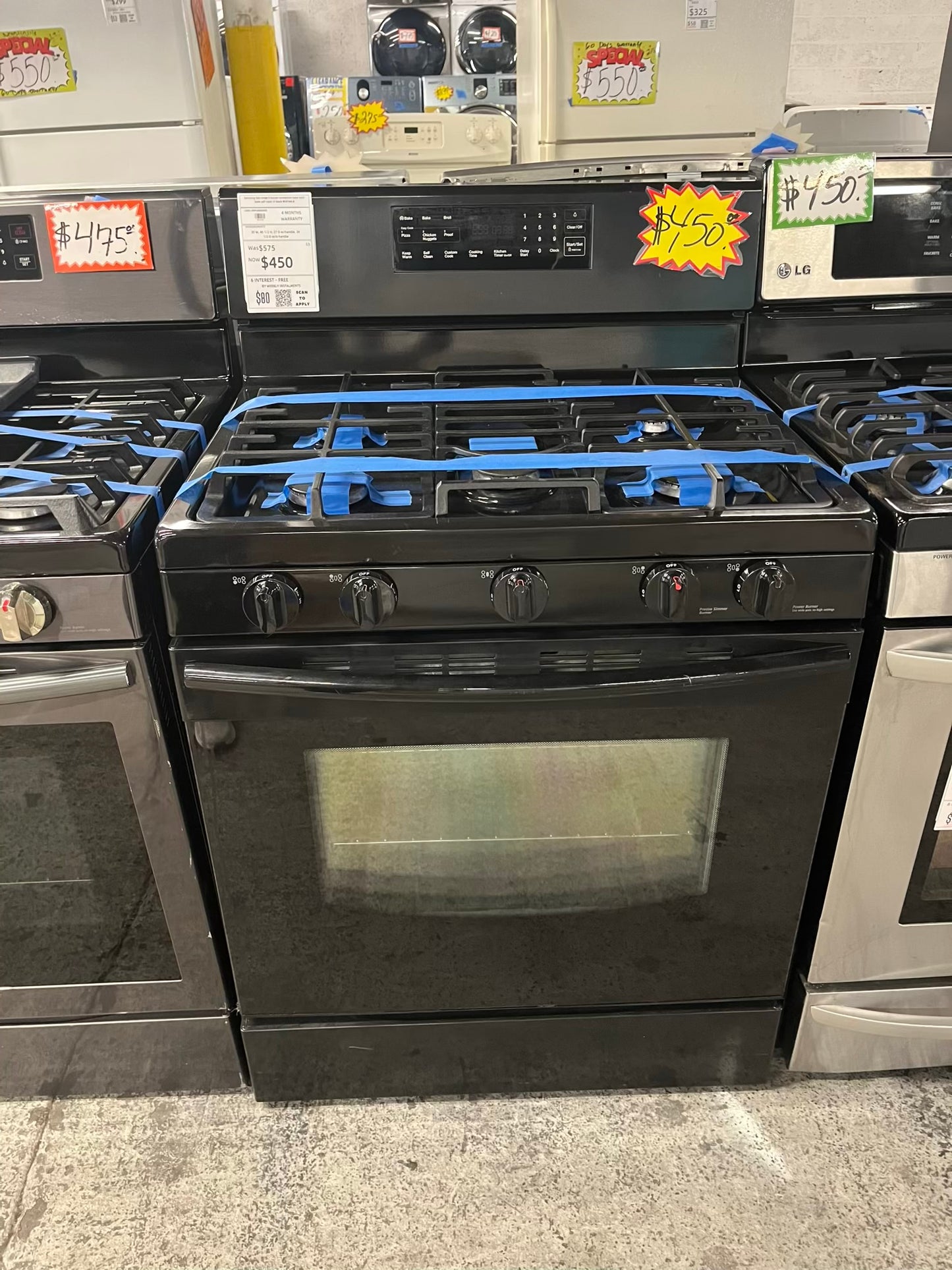 - Samsung Gas range 5 burner convection bake broil bake self clean in black #GR744LB