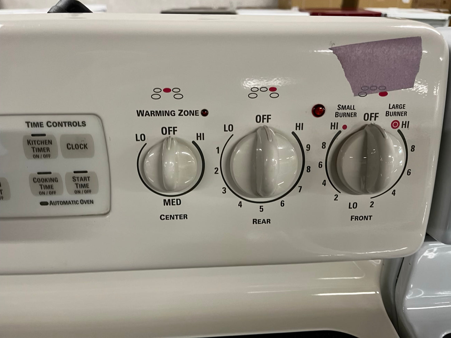 GE off White electric range 5 burner warming zone bake broil self clean 30” #RF900KB-TR