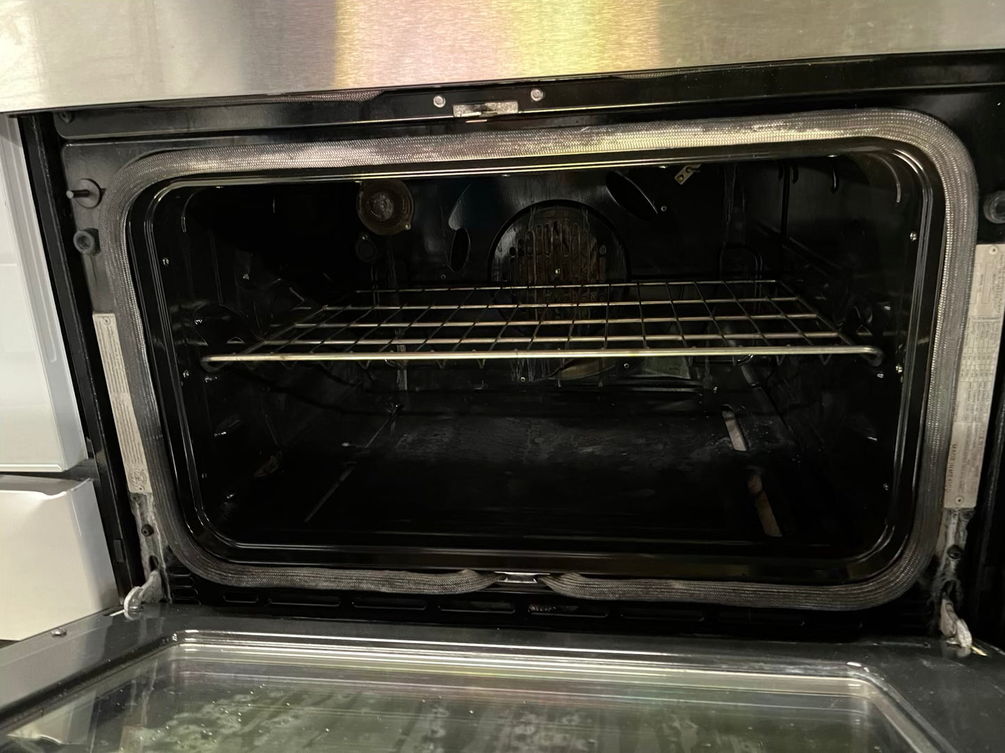 - GE gas range 5 burner double oven convection bake broil stainless steel self clean Refurbished 30" #GR208FB