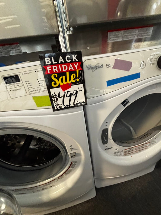 -Black Friday sale 🦃Whirlpool electric 220v washer and dryer set front load w/pedestal 27" in 
ITEM #Refurbished ED957PL