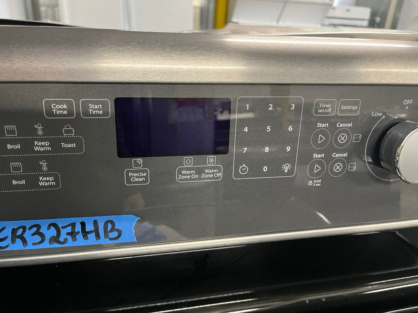 - Whirlpool glass top electric range 220v 5 burner warm zone bake broil steam clean Refurbished double oven stainless steel 30" #ER327HB