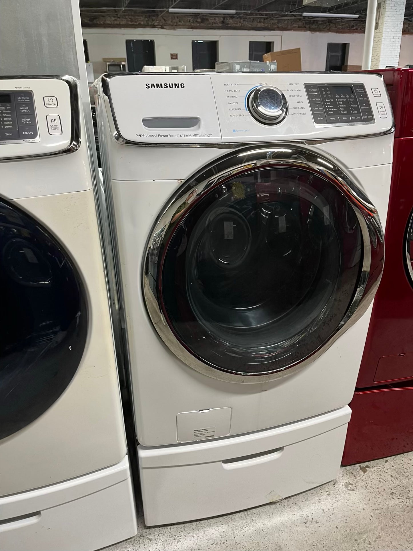 -Samsung front load washer & dryer set electric W/pedestal extra storage 27" #WD953CB