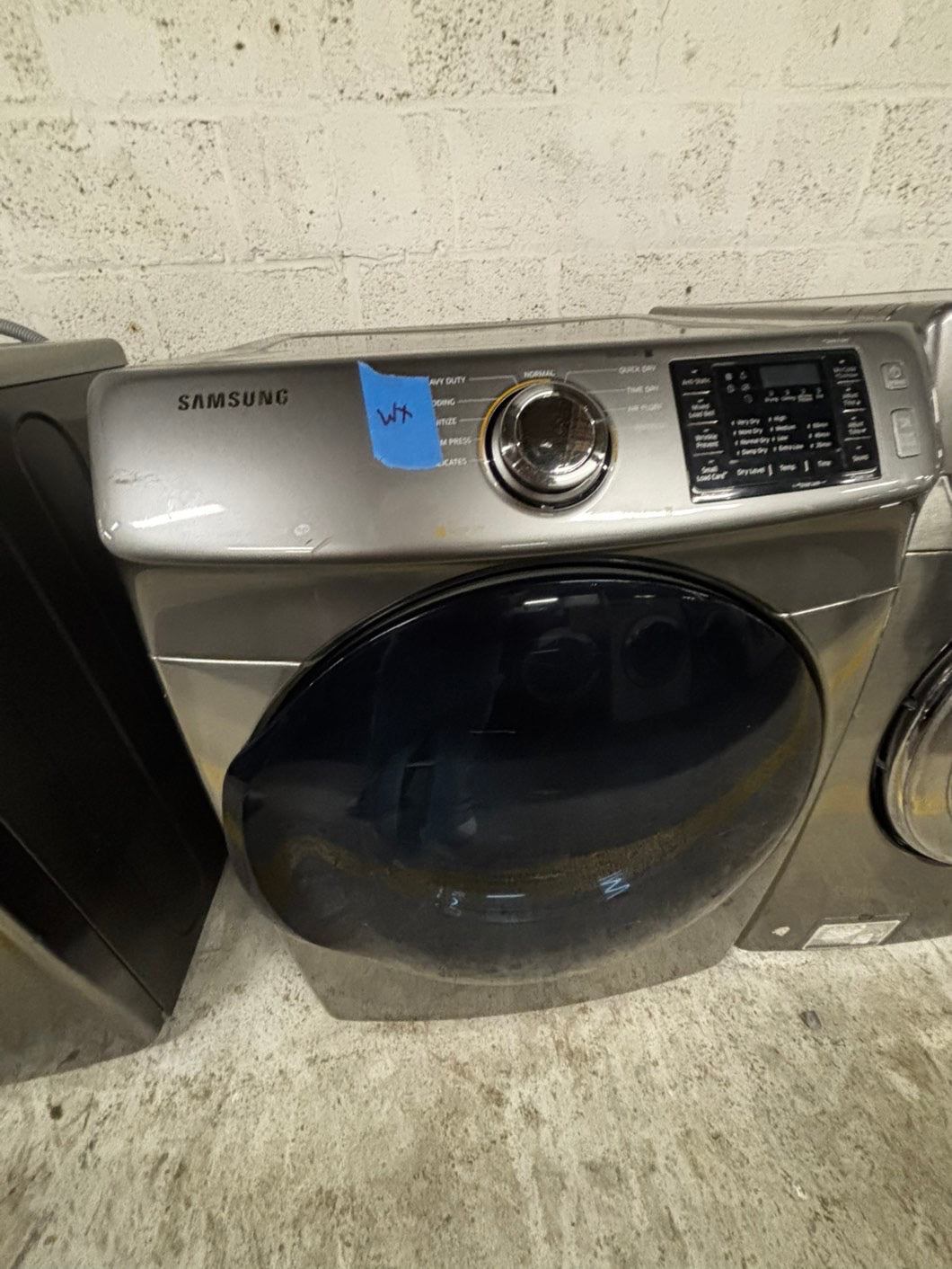 Samsung steam washer 4.5 cu ft & steam dryer 7.5 cu ft set electric 220v front load stackable or side by side -sensor dry He in silver #WD9123JB