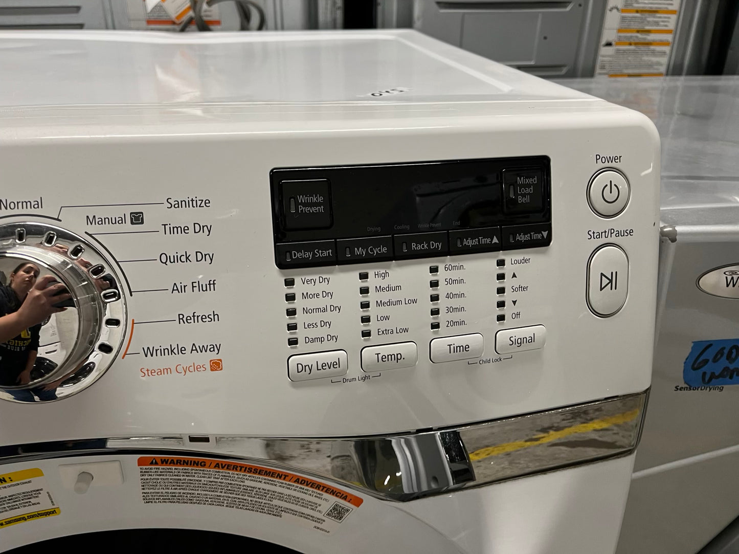 Samsung electric 220v dryer front load stainless steel drum large capacity in white 27" #ED302PB