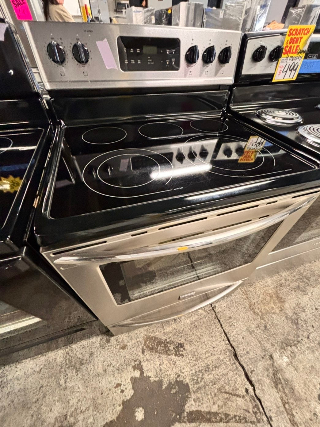 >šSALEš„frigidaire Glass Top electric stove bake /broil 5 burner convection oven,Self clean 30ā stainless steel stove ,used-Refurbished #EEF5ZAB