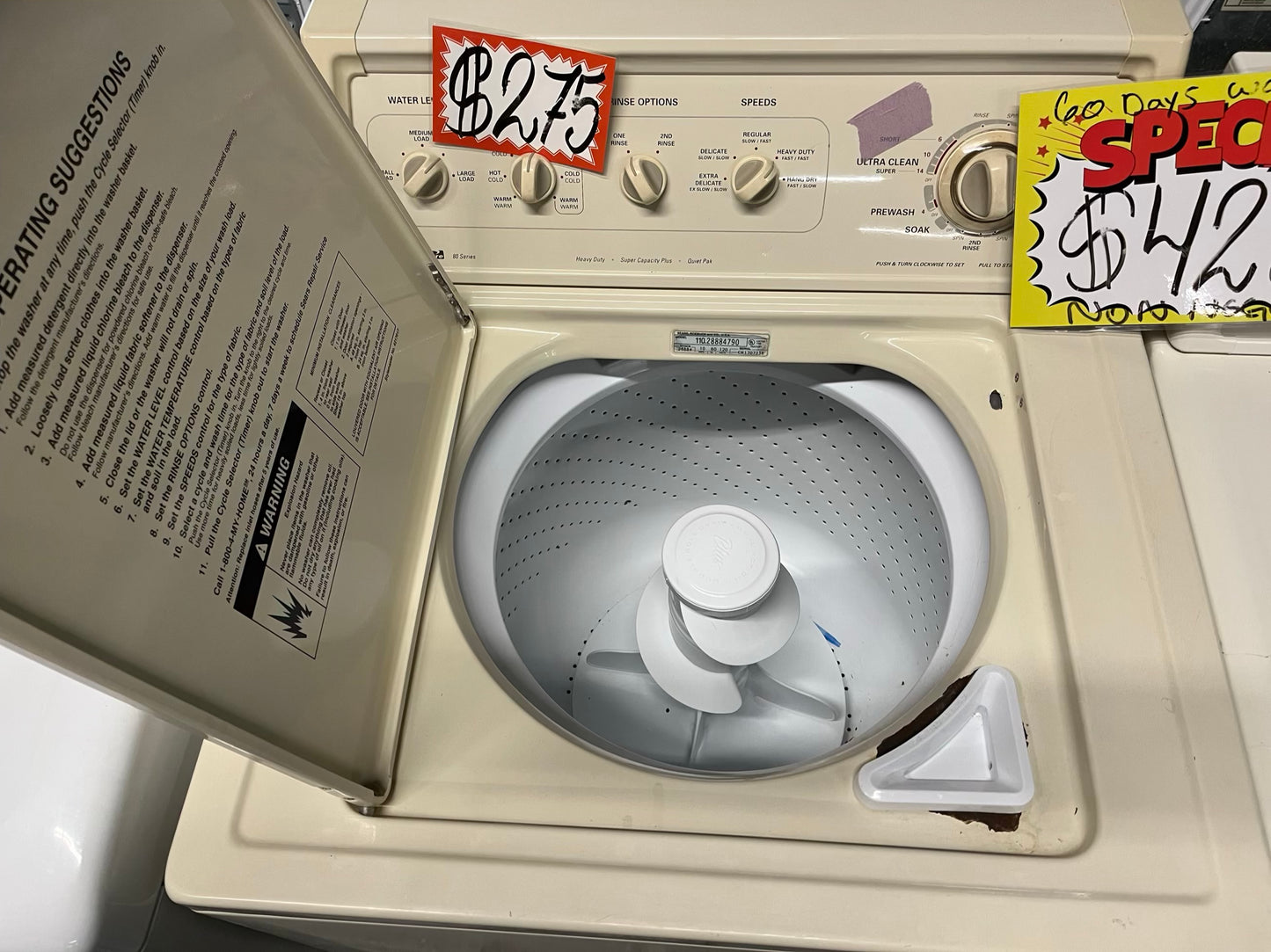 - Kenmore washer & dryer set electric 220v side x side top load w/agitator used-refurbished #WD239TB