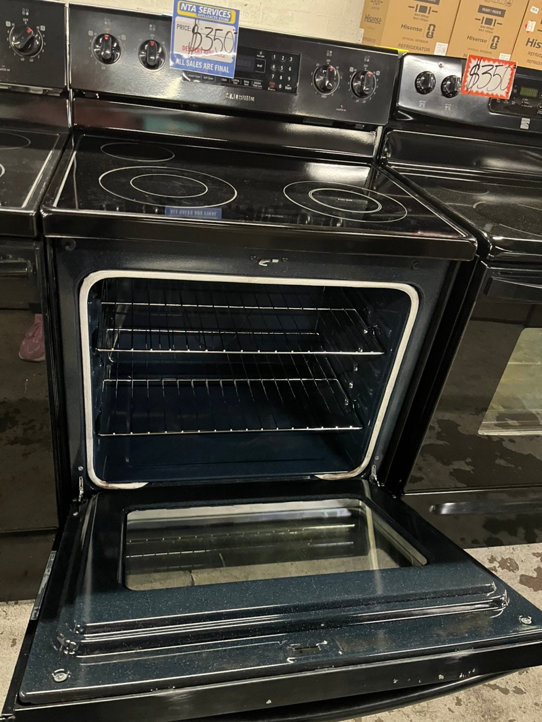 Samsung electric 220v glass top range ,bake Broil roast self clean , convection oven ,black 30" used-Refurbished #ERK67B
