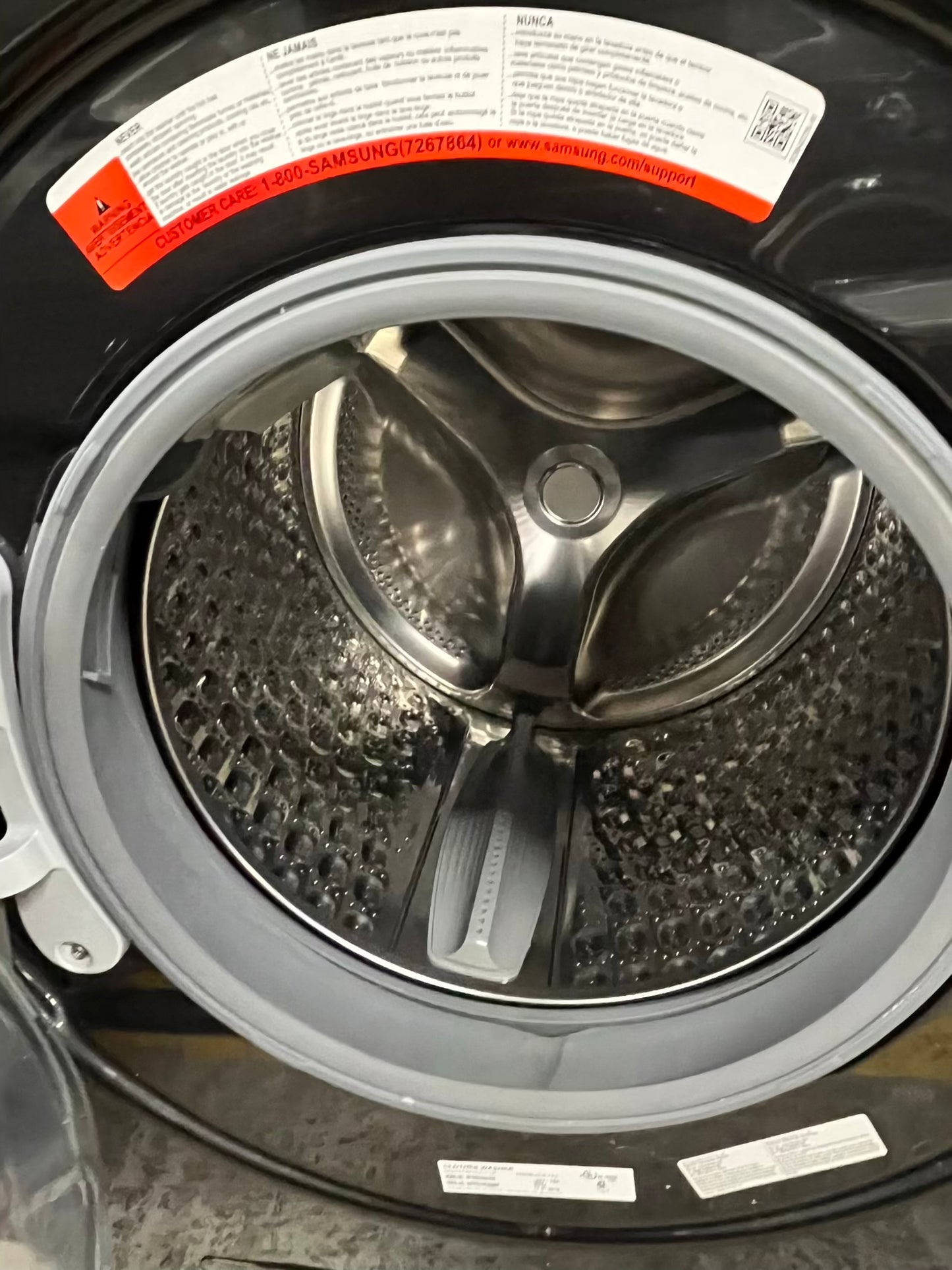 Used Samsung washer 4.5 cu ft & open box scratch & dent dryer 7.5 cu ft set electric 220v front load stackable pr side by side -sensor dry He in black stainless steel #RF207SB
