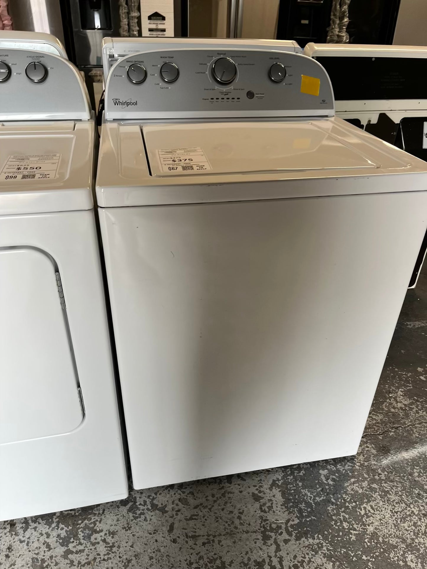 - Whirlpool washer & dryer set electric 220v side x side top load w/agitator #W143MB