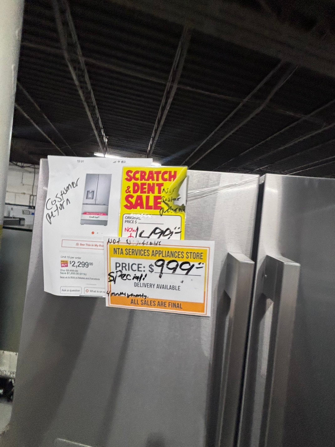 >New open box (costumer return ) LG Counter Depth French Door Refrigerator in PrintProof Stainless
#RFLGG1B 36” in