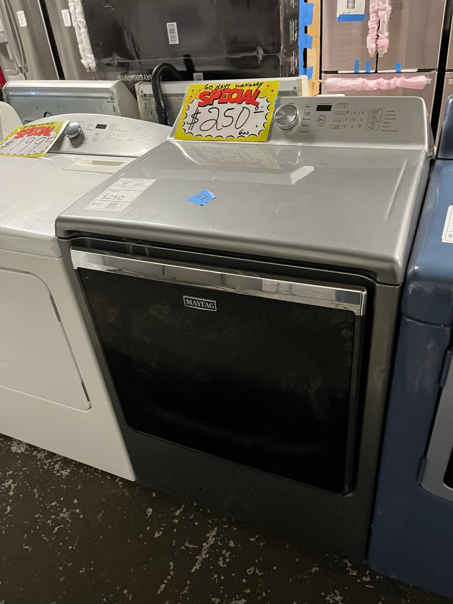 - Maytag large capacity jumbo side GAS dryer stainless steel 29" Refurbished #GD853FB