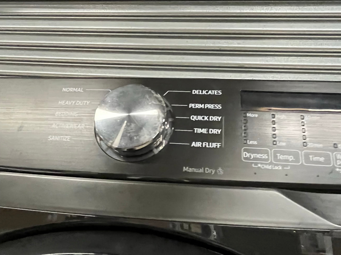 Used Samsung washer 4.5 cu ft & open box scratch & dent dryer 7.5 cu ft set electric 220v front load stackable pr side by side -sensor dry He in black stainless steel #RF207SB