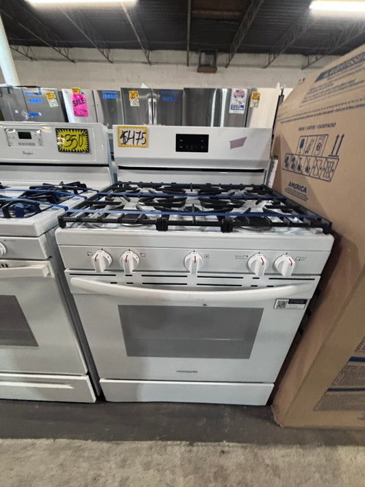 >>like new frigidaire Gas range 5 burner bake broil Hi/Lo self clean in white used-Refurbished 30” #G1T1A4B
