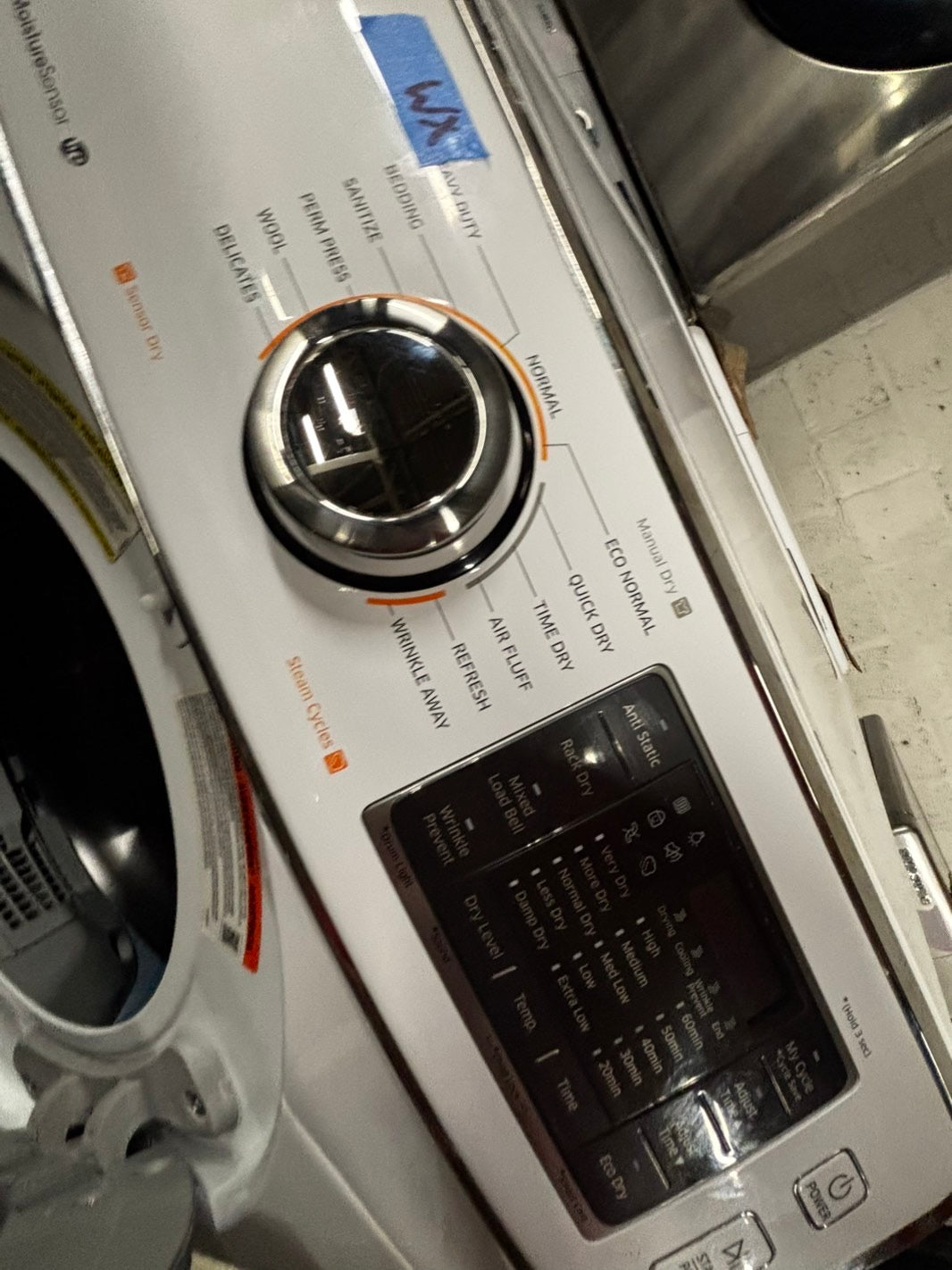 Samsung steam washer 4.5 cu ft & steam dryer 7.5 cu ft set electric 220v front load stackable or side by side sensor dry He in white #WD823JB