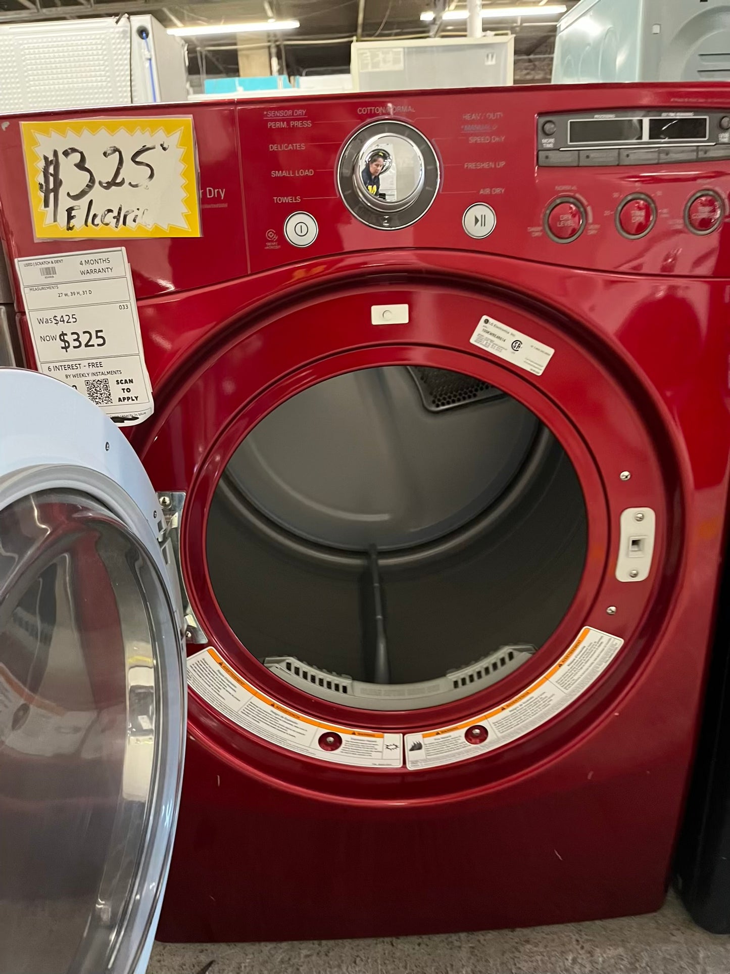 LG front load electric 220v dryer stackable large capacity in red #ED400JB