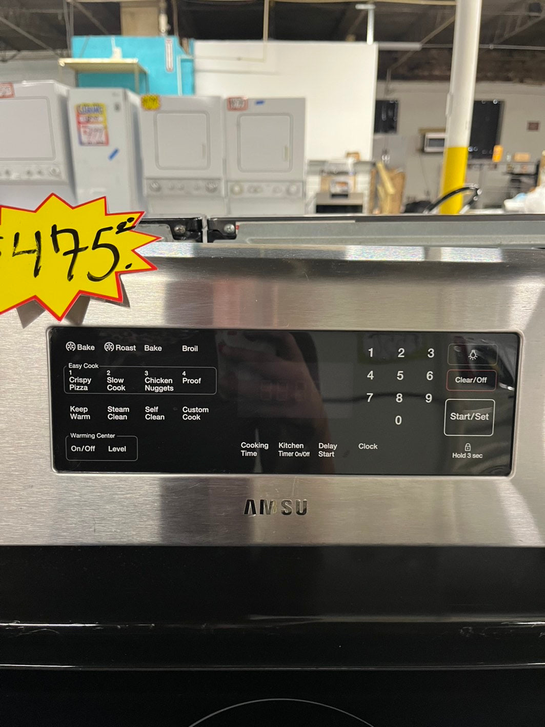 - Samsung glass top electric range 220v 5 burner warm zone convection bake roast broil steam clean Refurbished 30" #ER509FB