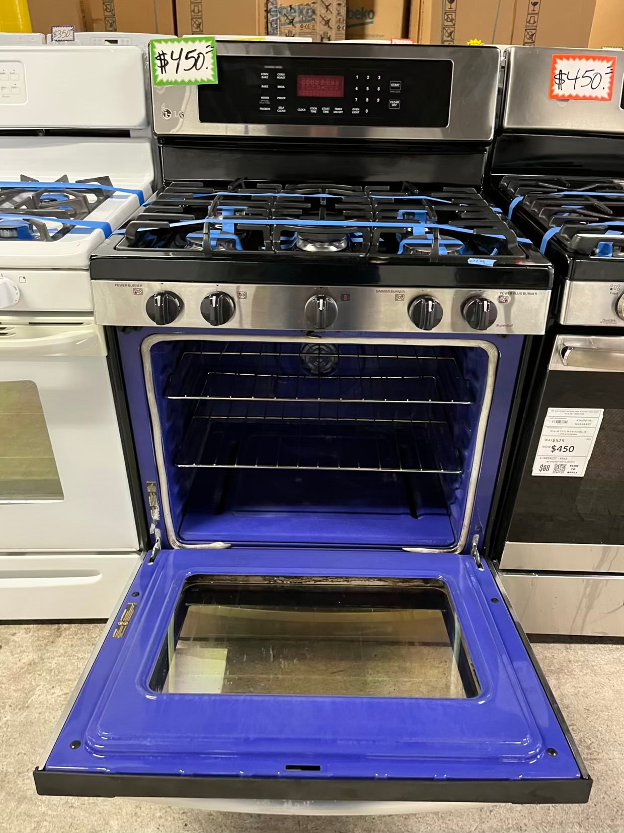- LG gas range stainless steel 5 burner convection bake broil roast self clean 30" #ER674DB