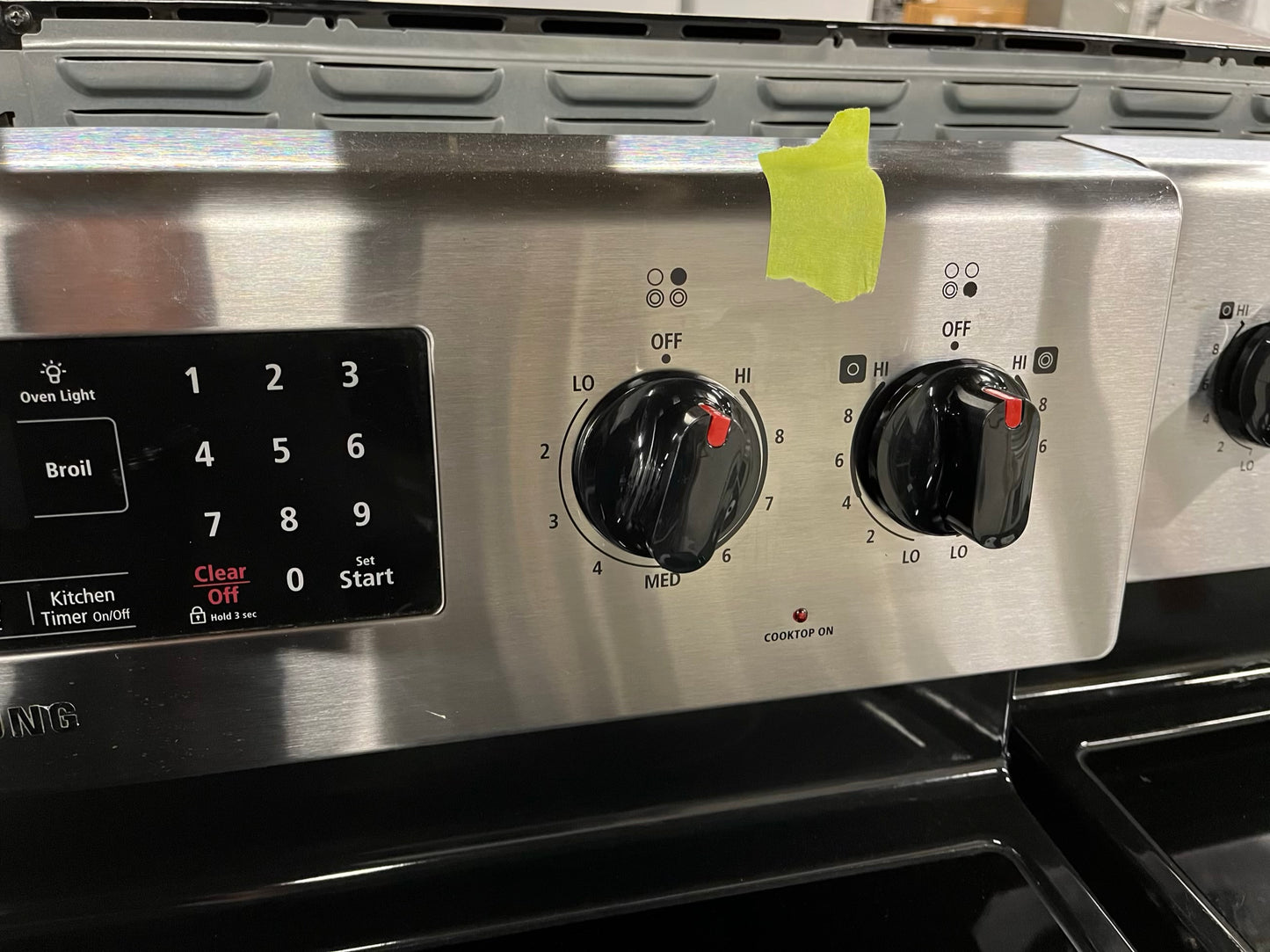 - Samsung glass top electric range 220v 4 burner bake broil fast boil steam clean Refurbished stainless steel 30" #ER318SB