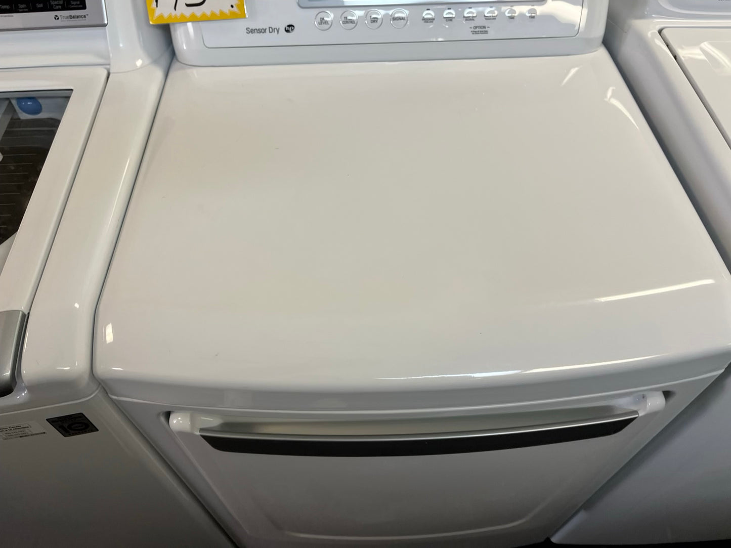 - LG washer & dryer set top load large capacity stainless steel drum in white 27" #ED483KB