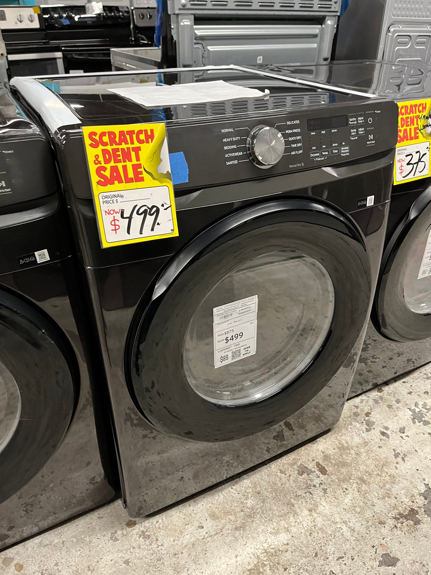 Open Box - Scratch & Dent Samsung - 7.5 Cu. Ft. Stackable Electric 220v Dryer with Sensor Dry - Fingerprint Resistant Black Stainless Steel 27". #ED489XB