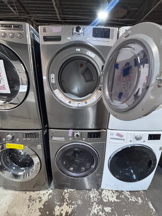>*early July 4th special 🇺🇸kenmore washer & dryer set electric 220v front load stackable or side by side - sensor dry in gray color #GSS2BSET