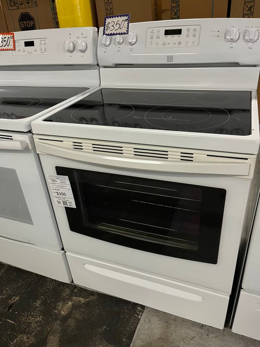 Kenmore electric range 220v 5 burner warm zone convection bake broil self clean in white Refurbished 30" #ER185LB