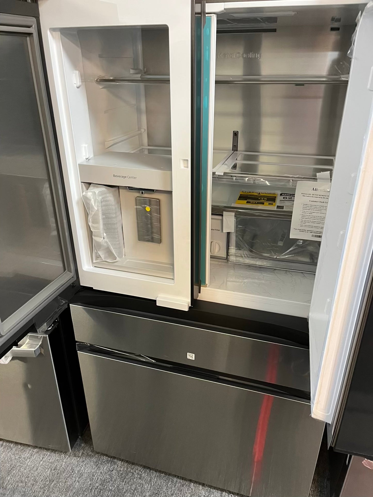 Open Box Samsung counter depth 5-door Refrigerator stainless steel w/ice maker & beverage center 36" #RF560WL