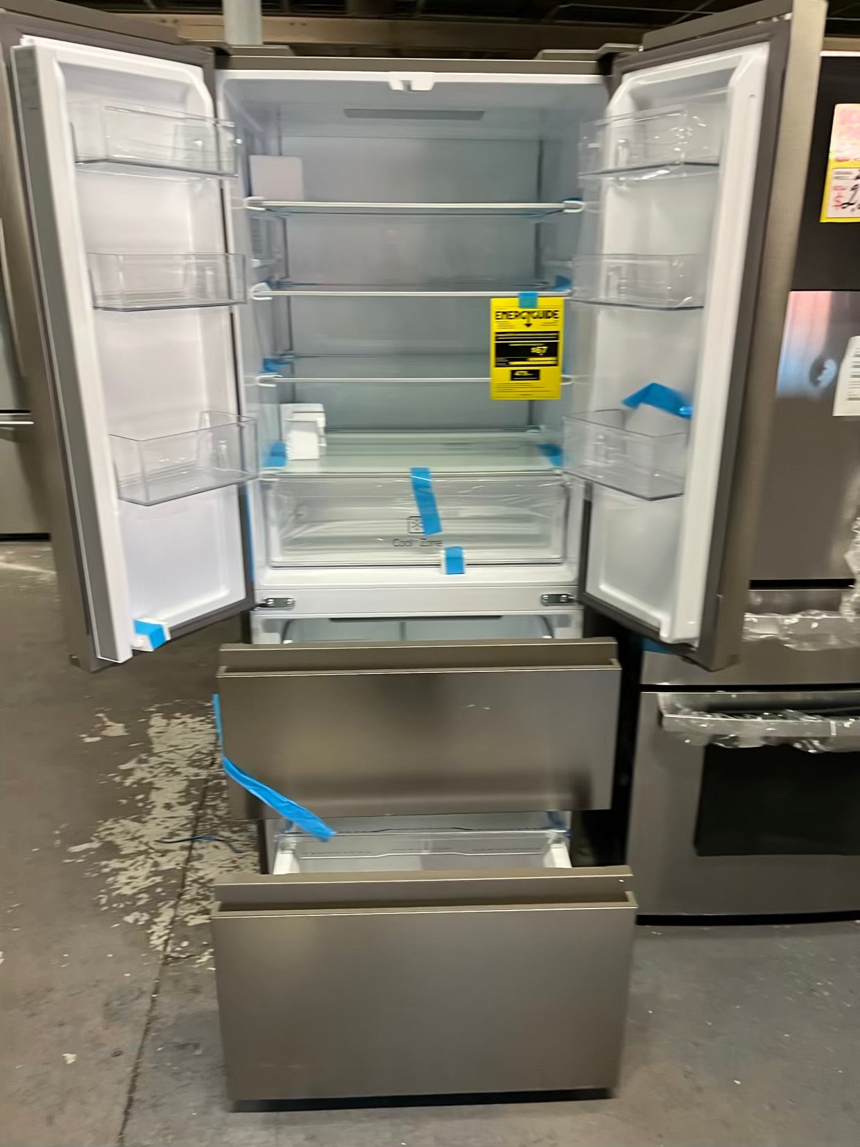 Open Box Haier four door refrigerator stainless steel counter depth 28" no ice maker #RF492KB