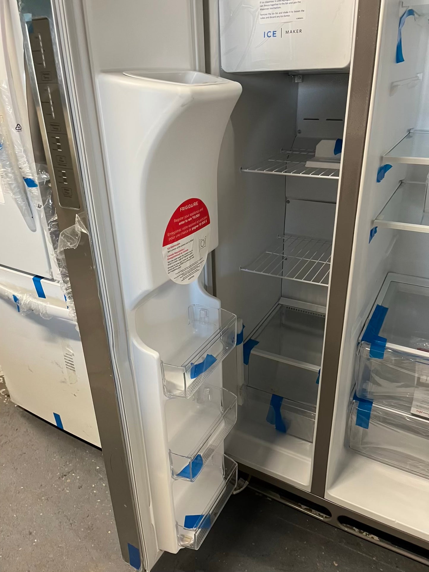 Open Box 📦 | scratch & dent Frigidaire side x side refrigerator w/ice water dispenser inside stainless steel 36" #RF875VB