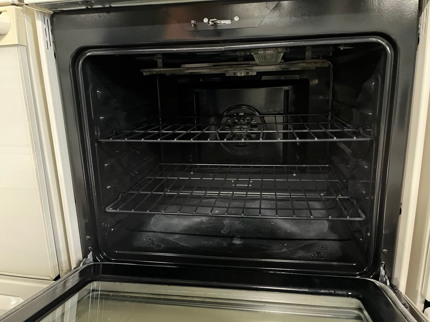 GE electric range 220v 5 burner warm zone convection bake roast broil hi/lo steam clean in off white Refurbished 30" #ER179YB