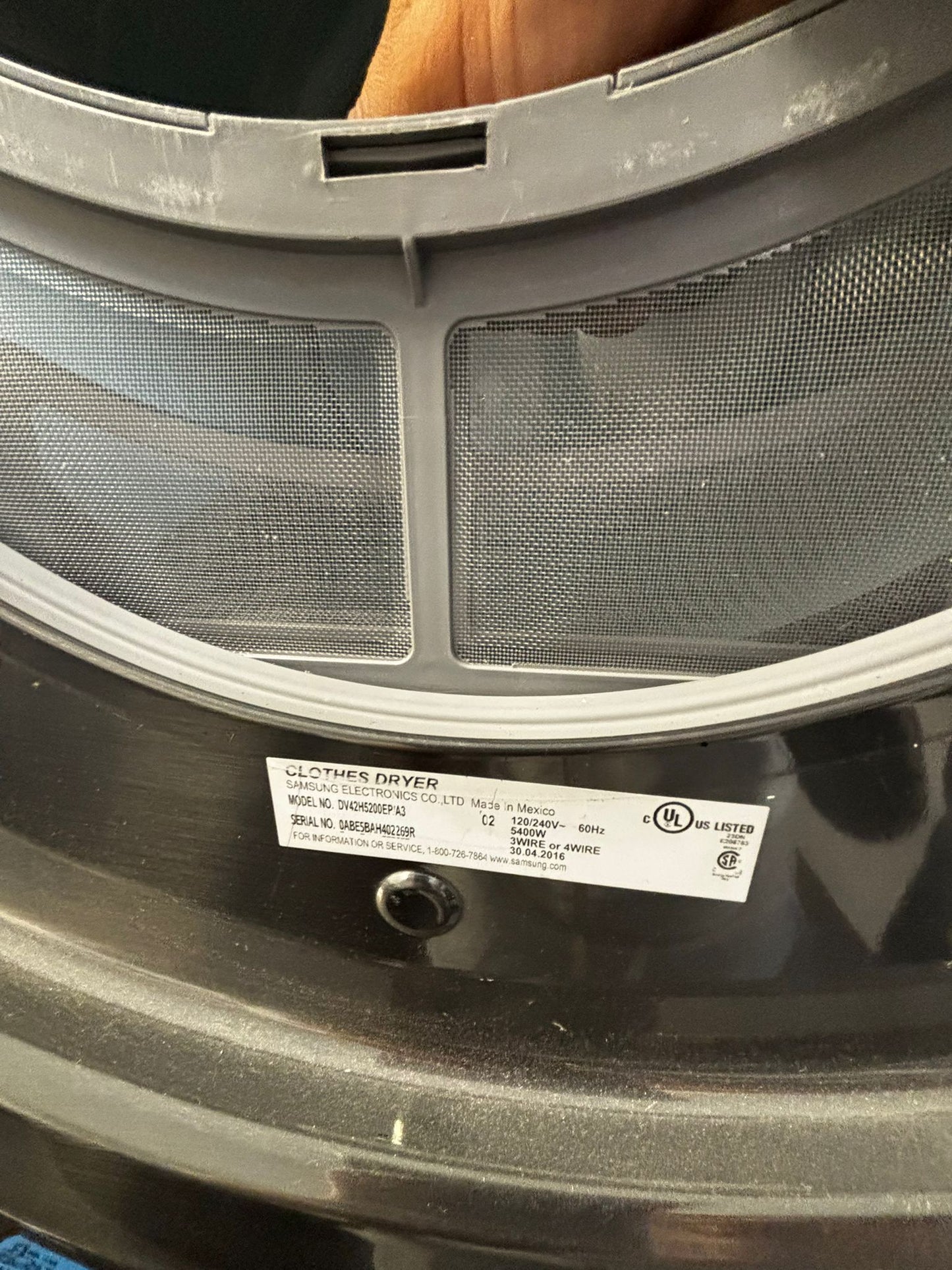 - Samsung steam electric 220v dryer front load stainless steel large capacity 27" #ED396VL .