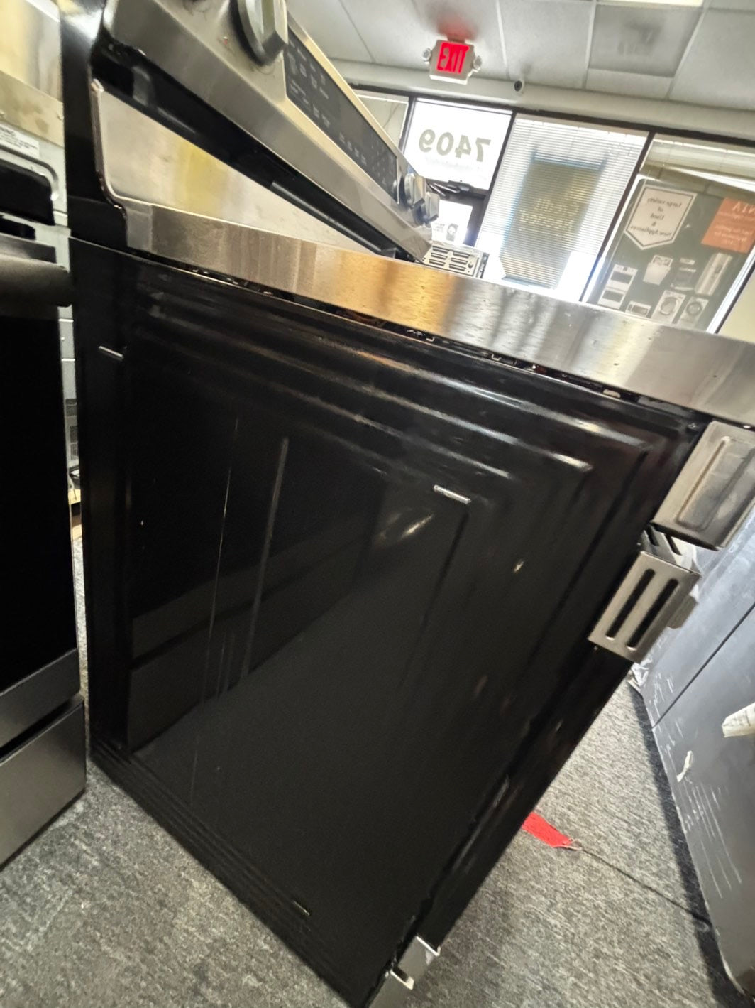 Samsung glass top electric range Air-fry 220v 5 burner warm zone convection bake roast broil steam clean Refurbished 30" #ESS534AL