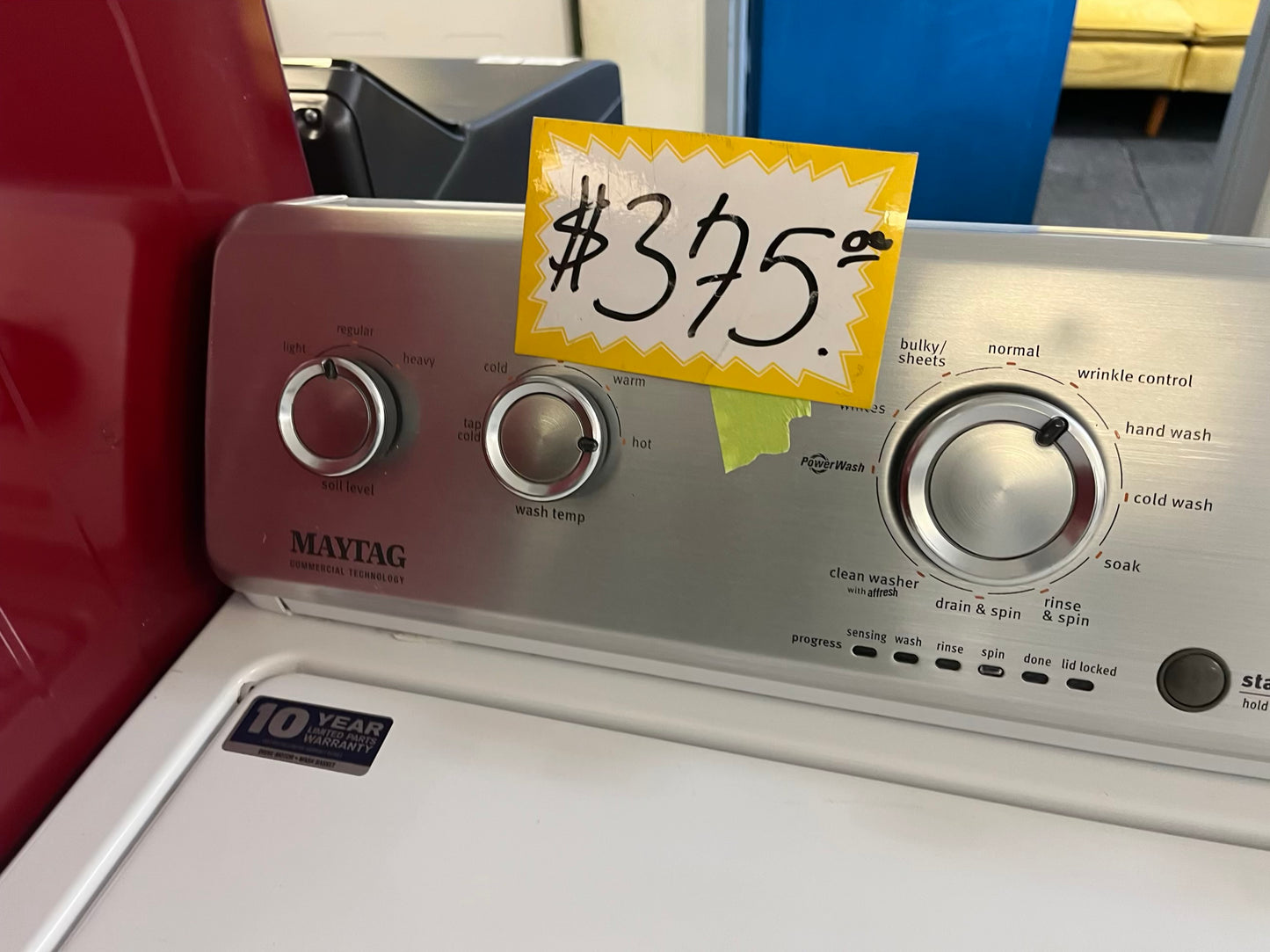 - Maytag Top load washing machine side x side large stainless steel drum w/agitator & electric dryer 220v set 29" Refurbished #W001KB