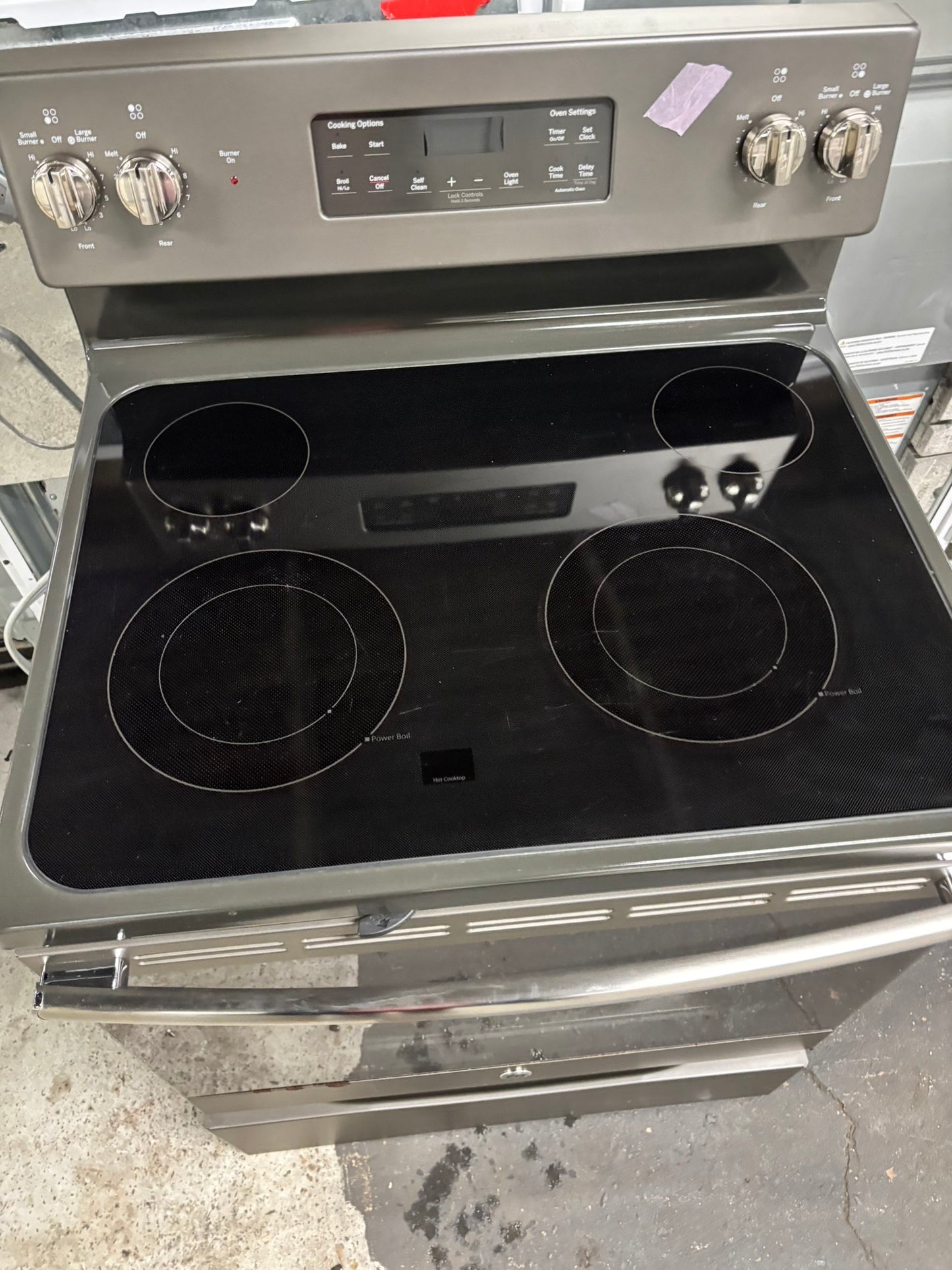🎉 BLACK FRIDAY ⚡️ GE slate glass top electric range 220v 5 burner warm zone Refurbished stainless steel bake Broil self clean fast boil 30" #RE8941B-TS